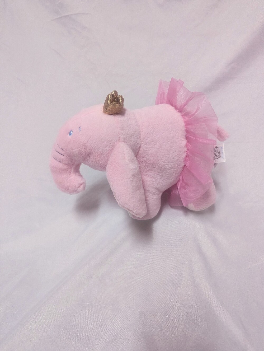 Ganz Baby Pink Princess Elephant Ballerina Plush 8" Tutu Crown Bean Bag Legs